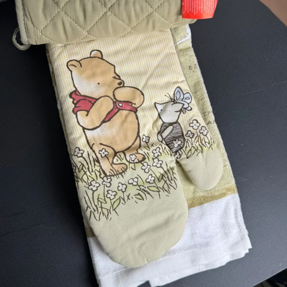 Disney Winnie the Pooh Kitchen Set OS Green Classic 100 Acre Wood 3pc NWT